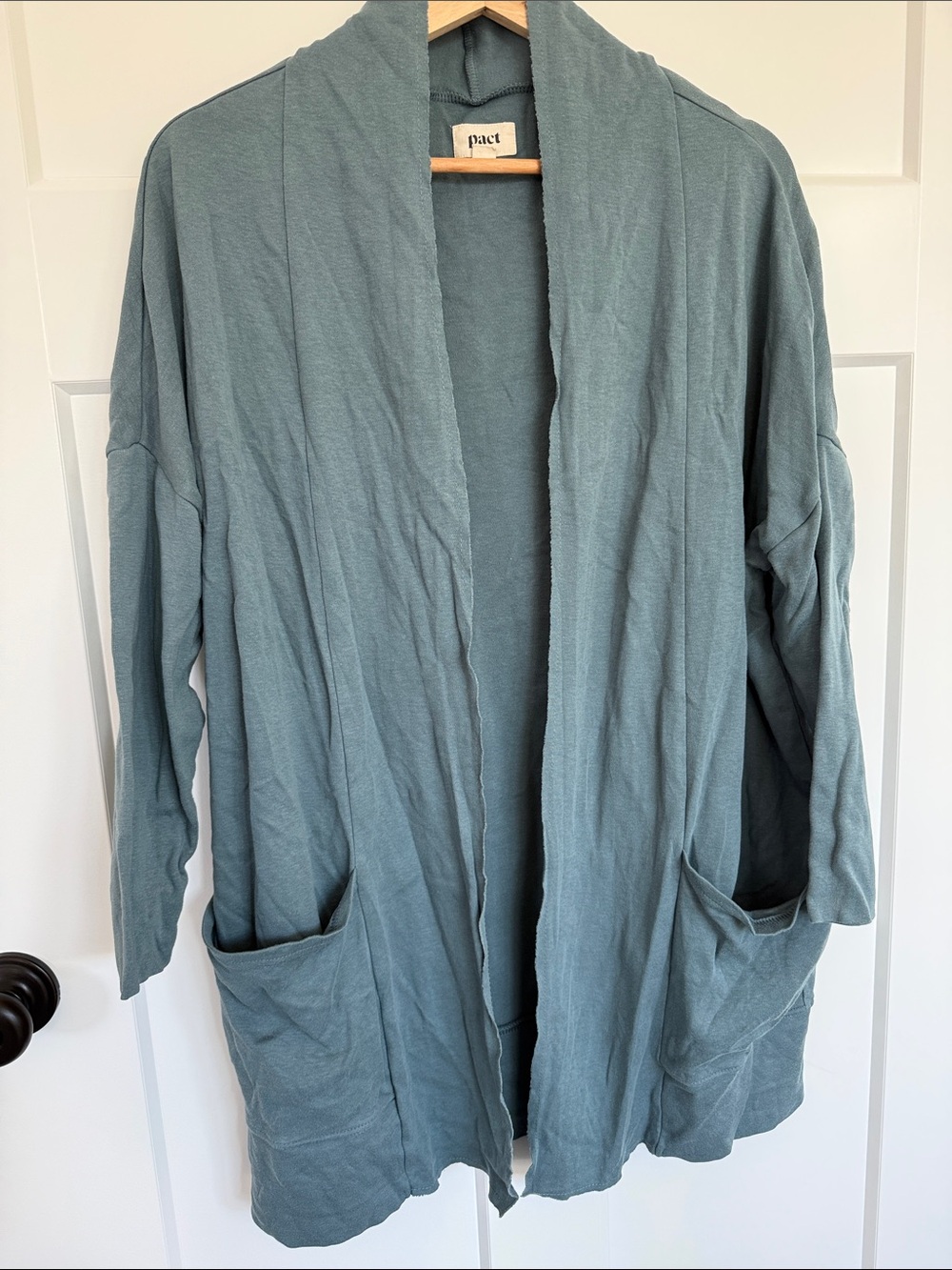 Pact Airplane Cardigan in Ore, Organic Cotton, Open-Front Pocket Wrap Jacket